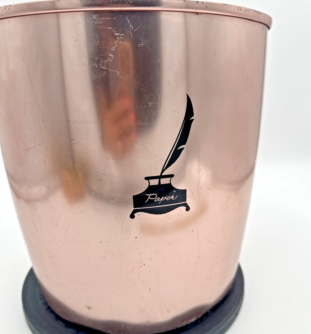 Vintage West Bend Rose Gold Copper Paper Waste Basket